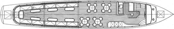Deck plan of the saloon boat Adeline
