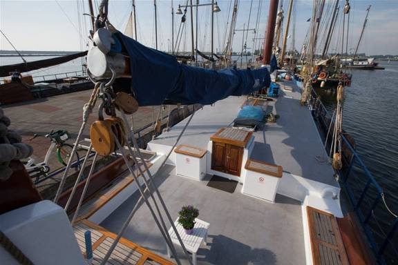 Overview of the deck and seating area of the Avanti
