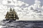 Barque Europa under sail between the waves