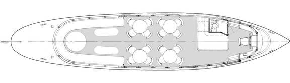 Deck plan of the saloon boat Belle van Zuylen