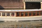 Saloon boat Belle van Zuylen viewed from the side on the water