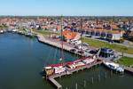 Aerial view of the harbour and waterfront of Makkum