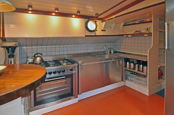 Galley of the Chateauroux with a cooker and worktop