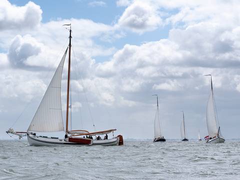 Lemsteraak Grote Jager sailing among other sailing ships