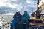 Guests sitting on the deck of the Johanna Engelina while sailing