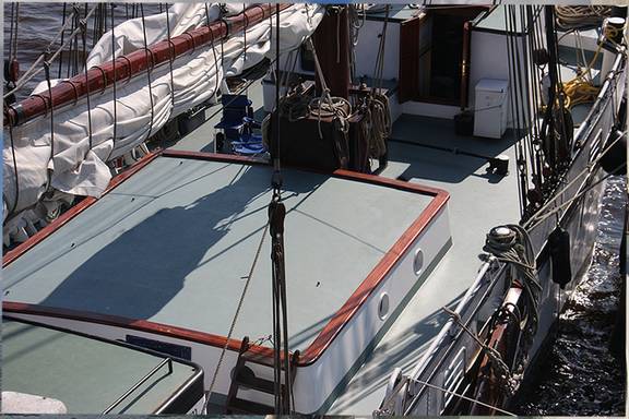 View from above of the seating area and deck of the Mars