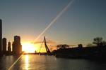 Sunset at the Erasmus Bridge viewed from the Oude Maze