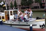 Guests aboard the saloon boat Oude Maze