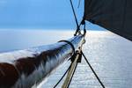 View along the bowsprit of the Spes Mea