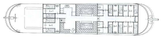 Deck plan of the tjalk Spes Mea