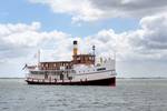 Two-deck steamship Succes cruising on the water