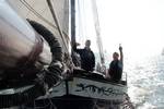 View from the bowsprit net towards the bow of the Sybaris