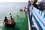 Guests swimming beside the Sybaris