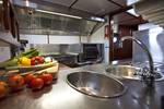 Galley of 't Wapen fan Fryslân with vegetables and stainless steel pots