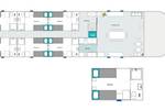 Deck plan of the Wilhelmina with six twin-berth cabins