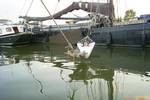 Guest in a hammock above the water beside the Vrouwe Jitske