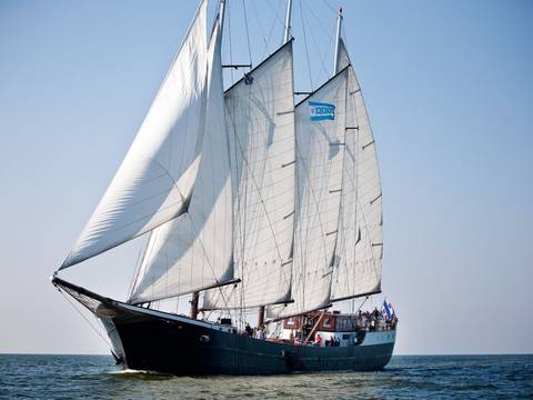 Three-masted clipper Mare fan Fryslân under full sail