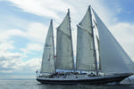 Three-masted schooner Eendracht with white sails hoisted